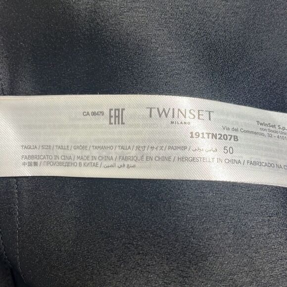 Twinset Milano Size 14 Knee Length Shift Dress Black Bell Sleeves Classic office - Picture 7 of 10